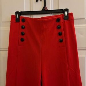 Ann Taylor Vibrant Red Cropped Wide Leg Pants